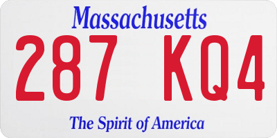 MA license plate 287KQ4