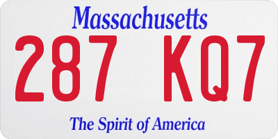 MA license plate 287KQ7