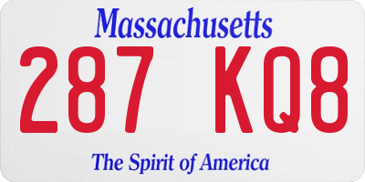 MA license plate 287KQ8