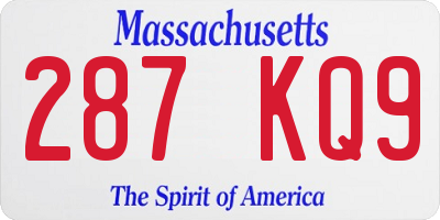 MA license plate 287KQ9