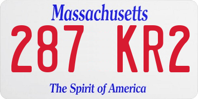 MA license plate 287KR2