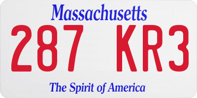 MA license plate 287KR3