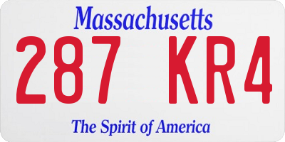 MA license plate 287KR4
