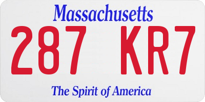 MA license plate 287KR7