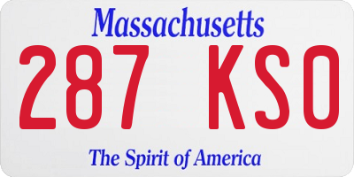 MA license plate 287KS0