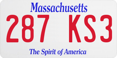 MA license plate 287KS3