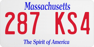 MA license plate 287KS4