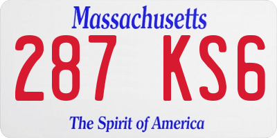 MA license plate 287KS6