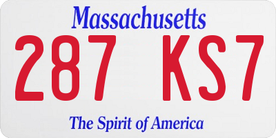 MA license plate 287KS7