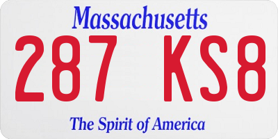 MA license plate 287KS8