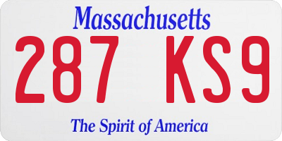 MA license plate 287KS9