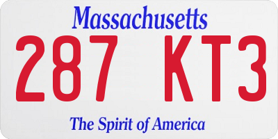 MA license plate 287KT3