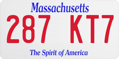 MA license plate 287KT7
