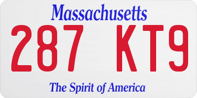 MA license plate 287KT9