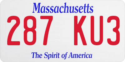 MA license plate 287KU3