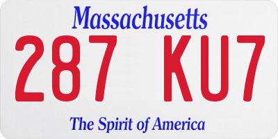 MA license plate 287KU7