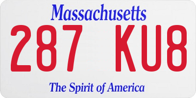MA license plate 287KU8
