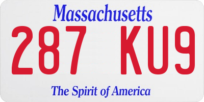 MA license plate 287KU9