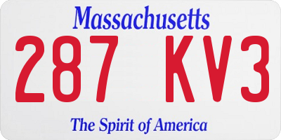 MA license plate 287KV3