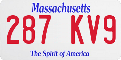 MA license plate 287KV9