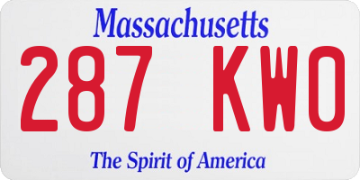 MA license plate 287KW0