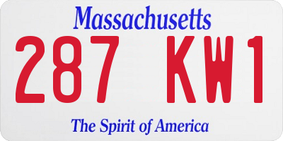 MA license plate 287KW1