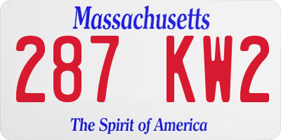MA license plate 287KW2