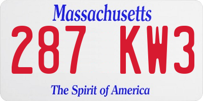 MA license plate 287KW3