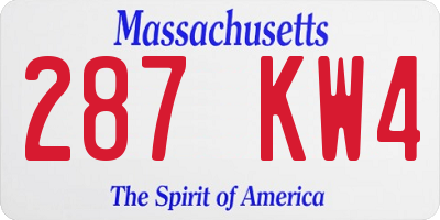 MA license plate 287KW4