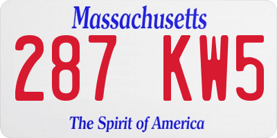 MA license plate 287KW5