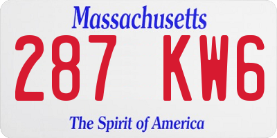 MA license plate 287KW6