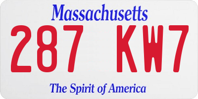 MA license plate 287KW7