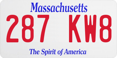MA license plate 287KW8