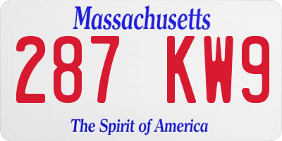 MA license plate 287KW9