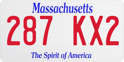 MA license plate 287KX2