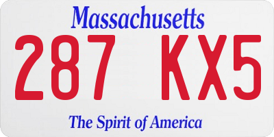 MA license plate 287KX5