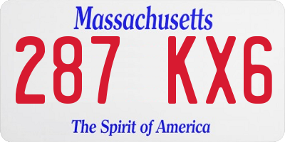 MA license plate 287KX6