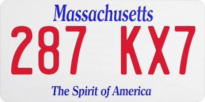 MA license plate 287KX7