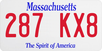 MA license plate 287KX8