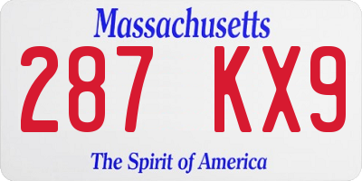 MA license plate 287KX9