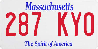 MA license plate 287KY0