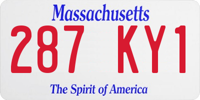 MA license plate 287KY1