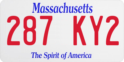 MA license plate 287KY2