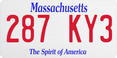 MA license plate 287KY3