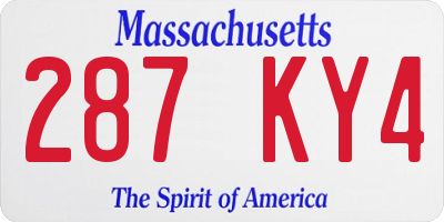 MA license plate 287KY4