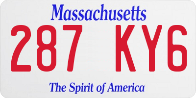 MA license plate 287KY6