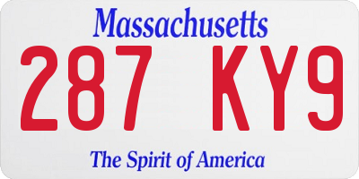 MA license plate 287KY9