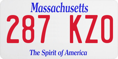 MA license plate 287KZ0