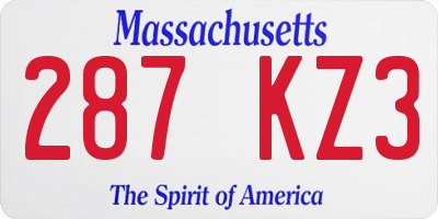 MA license plate 287KZ3