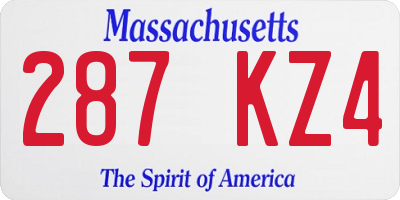 MA license plate 287KZ4